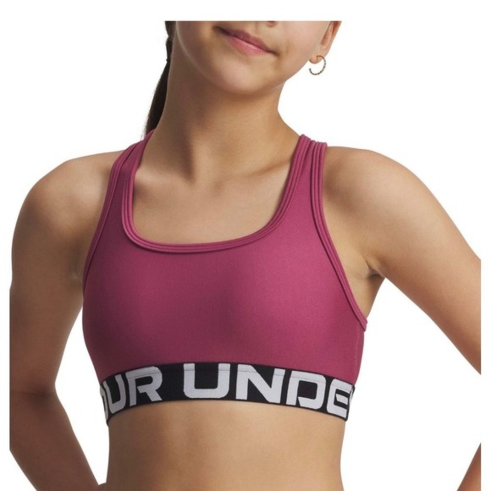 Under Armour Girls Crossback Sports Bra Pink Youth Small 1390066 NEW